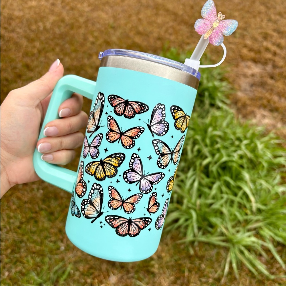 20oz stainless steel Butterfly Print Tumbler